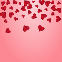 Pink Heart Vector Pink  Backgound. Love Papercut
