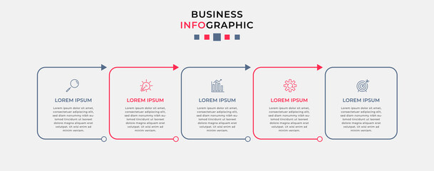 Vector Infographic design business template with icons and 5 options or steps. Can be used for process diagram, presentations, workflow layout, banner, flow chart, info graph