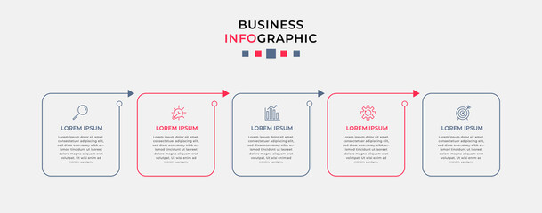 Vector Infographic design business template with icons and 5 options or steps. Can be used for process diagram, presentations, workflow layout, banner, flow chart, info graph