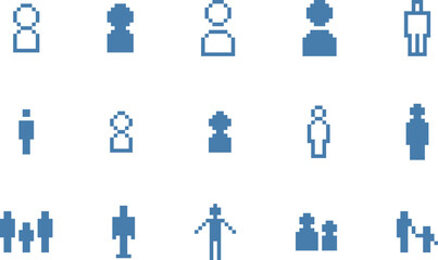 ドット絵　人物　家族　親子　アイコン装飾イラストセット　ピクセル