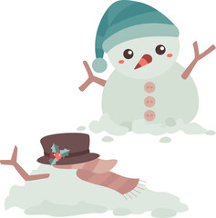 Kids and Snowman Illustration Vector