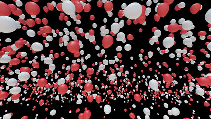 Color Balloons rising up to the sky 3D illustration.