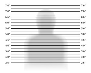 Police lineup or mugshot background with anonymous shadow.