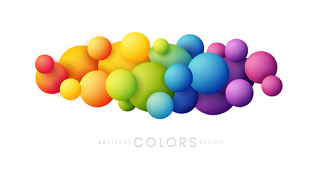 Rainbow bubbles decoration. Colorful abstraction design elements. Vector horizontal banner.