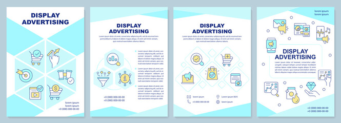 Naklejka na ściany i meble Display advertising cyan brochure template. Marketing campaign. Leaflet design with linear icons. Editable 4 vector layouts for presentation, annual reports. Arial-Black, Myriad Pro-Regular fonts used