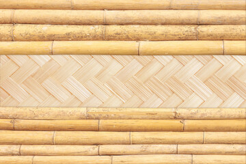 close up Bamboo sticks pattern with bamboo woven  texture surface  background