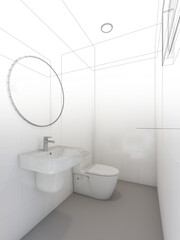 Naklejka na ściany i meble abstract sketch design of interior bathroom ,3d rendering