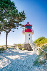 Small lighthouse Gellen of Hiddensee Island Baltic coast.