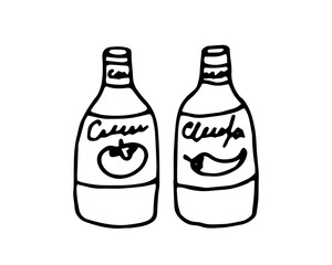 Fast food doodle illustration of souces