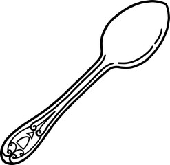 vintage spoon line art drawing