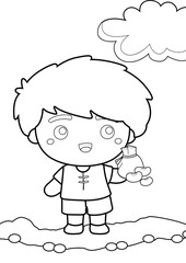 Jack and The Beanstalk Coloring Pages A4 for Kids and Ault