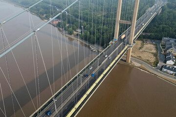 aerial view of Humber Bridge from Hessle In the East Riding of Yorkshire 