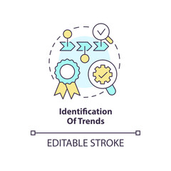 Identification of trends concept icon. Tendencies management component abstract idea thin line illustration. Isolated outline drawing. Editable stroke. Arial, Myriad Pro-Bold fonts used