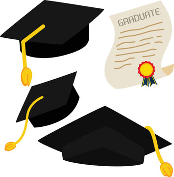 Graduation Cap and Certificate Illustration Vector