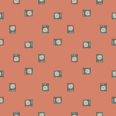 Retro TV engraved seamless pattern. Vintage television in hand drawn style.