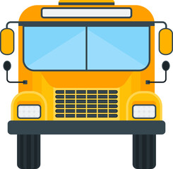 Yellow school bus front view. Transporting schoolchildren.