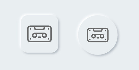 Obraz premium Cassette line icon in neomorphic design style. Mixtape signs vector illustration.
