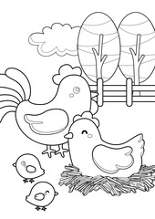 Cute Farm Animal Coloring Pages A4 for Kids and Adult