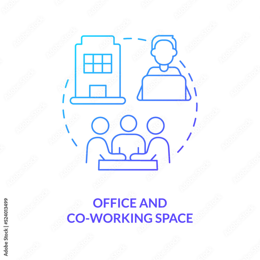 Poster office and co-working space blue gradient concept icon. startup program abstract idea thin line illu