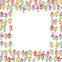 Vector floral frame. Bright flowers arrange in border