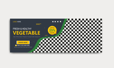 
Healthy food fresh and green vegetable social media cover post template design
