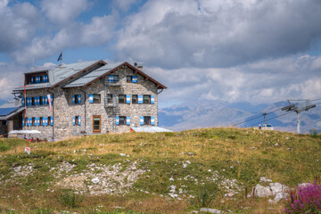 Fototapeta na wymiar Rifugio Graffer Grostè - Dolomiti di Brenta Trentino
