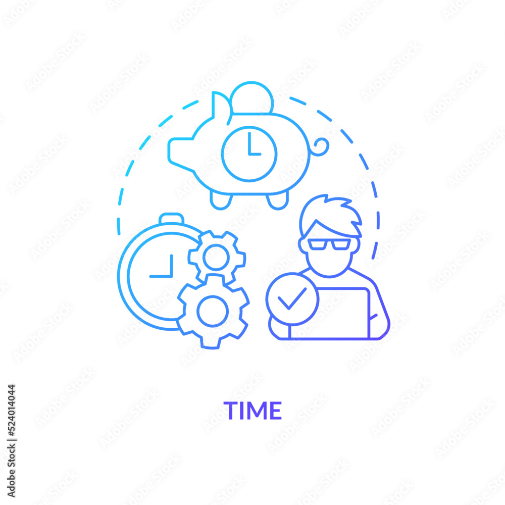 Poster time blue gradient concept icon. startup consulting field abstract idea thin line illustration. impr
