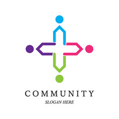 Team work logo template Concept of community friendship unity vector illustration