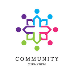 Team work logo template Concept of community friendship unity vector illustration