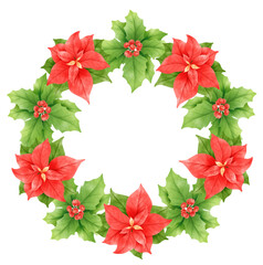 Greenery christmas wreath watercolor illustration styles