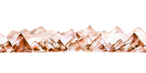 Watercolor mountain landascape seamless pattern. Travel illustration with scandinavian nature. Autumn mountains and forest for wallpaper 