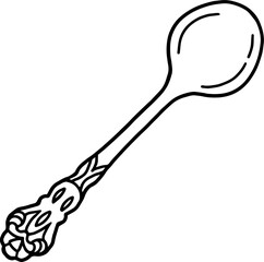 vintage spoon line art drawing