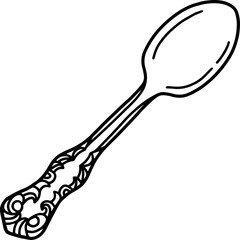 vintage spoon line art drawing