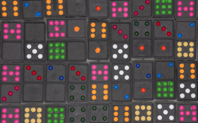 Dominoes, dominos pictogram. Domino game full set. Black domino.Colourfull domino.