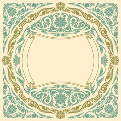 Decorative ornate retro floral blank card