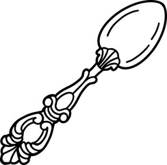 vintage spoon line art drawing