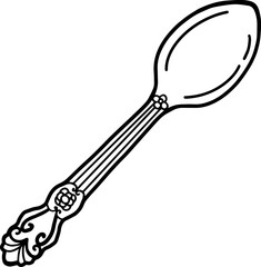 vintage spoon line art drawing