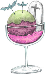 Watercolor painting dessert for halloween party.