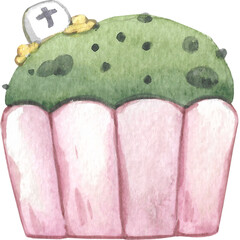 Watercolor painting dessert for halloween party.