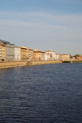 Old houses at the Arno river in Pisa, Italy