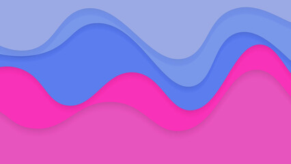 Colorful Blue Pink Abstract Wave Papercut Style Background Design