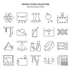 Physics icon set in line style