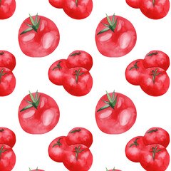 Hand drawn watercolor illustration vegetable tomato pattern.Watercolor print.