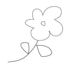 Vector Illustration. Basic black lines of Flower. Simple Flower line design. white background abstract and isolated