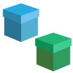 cardboard gift box colored vector illustration. gift box made of colored  cardboard with a lid. Illustration isolated on white background

