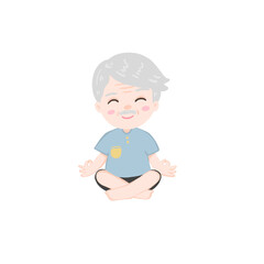 Senior man doing morning exercises, old man work out