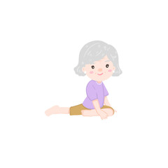 Senior woman doing morning exercises, old woman work out