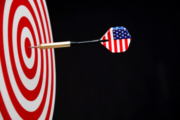 Dart with American flag on center target