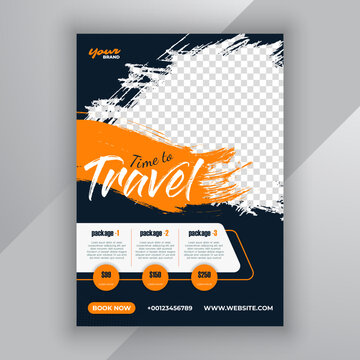 Travel flyer design for vacation tour agency. Summer travel and tourism flyer or poster and Business brochure template design.