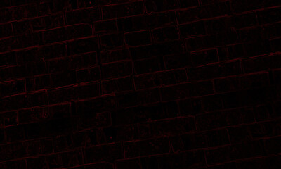 Red dark brick wall high contrast background. brick wall decorated